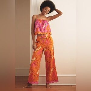 NWT Farm Rio x Anthropologie Scallop-Hem Fresh Fish Set. pants and top size Sm